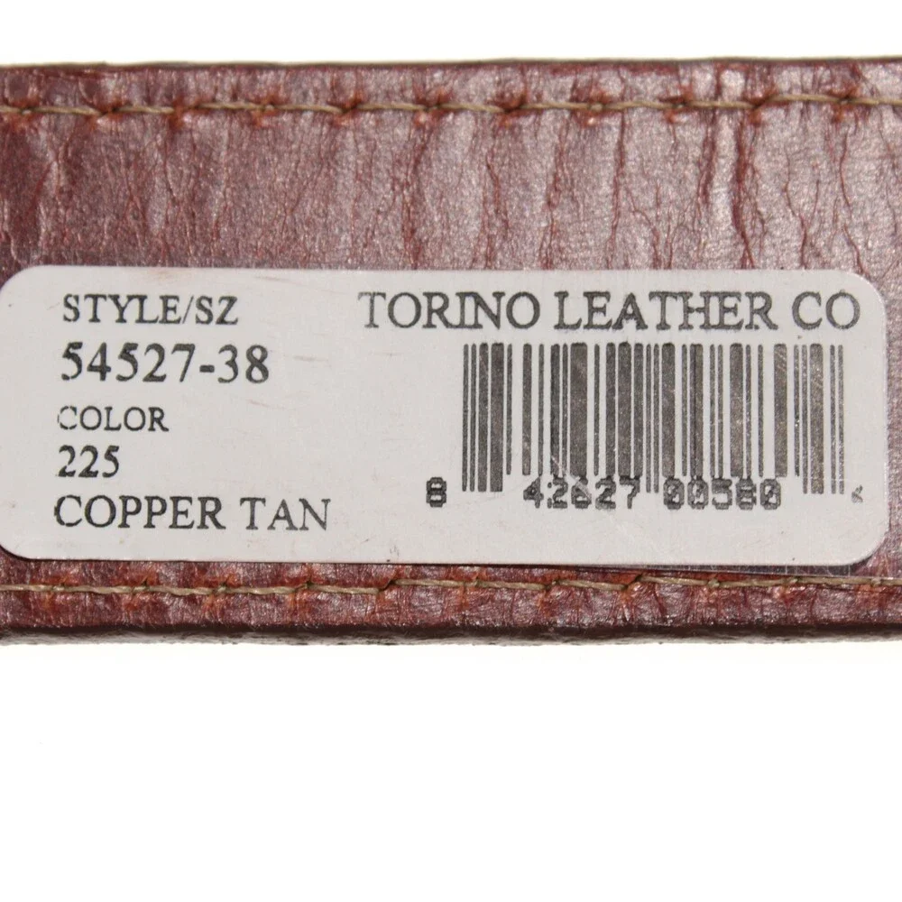 Torino Leather Company NWT Classic Belt Size 38 US in Solid Brown Leather